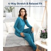 image:imageWiWi Bamboo Viscose Pajamas for Women Set 2 Piece Lace Trim Long Sleeve Womens Pajama Sets Plus Size Pjs with Pockets S4XAteal Blue