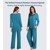 image:imageWiWi Bamboo Viscose Pajamas for Women Set 2 Piece Lace Trim Long Sleeve Womens Pajama Sets Plus Size Pjs with Pockets S4XAteal Blue