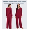 image:imageWiWi Bamboo Viscose Pajamas for Women Set 2 Piece Lace Trim Long Sleeve Womens Pajama Sets Plus Size Pjs with Pockets S4XAwine