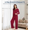 image:imageWiWi Bamboo Viscose Pajamas for Women Set 2 Piece Lace Trim Long Sleeve Womens Pajama Sets Plus Size Pjs with Pockets S4XAwine