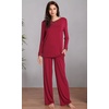 image:imageWiWi Bamboo Viscose Pajamas for Women Set 2 Piece Lace Trim Long Sleeve Womens Pajama Sets Plus Size Pjs with Pockets S4XAwine Red