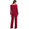 image:imageWiWi Bamboo Viscose Pajamas for Women Set 2 Piece Lace Trim Long Sleeve Womens Pajama Sets Plus Size Pjs with Pockets S4XAwine Red