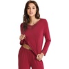 image:imageWiWi Bamboo Viscose Pajamas for Women Set 2 Piece Lace Trim Long Sleeve Womens Pajama Sets Plus Size Pjs with Pockets S4XAwine Red