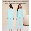 image:imageWiWi Bamboo Viscose Pajamas for Women Set 2 Piece Lace Trim Long Sleeve Womens Pajama Sets Plus Size Pjs with Pockets S4XBaqua