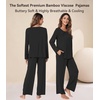 image:imageWiWi Bamboo Viscose Pajamas for Women Set 2 Piece Lace Trim Long Sleeve Womens Pajama Sets Plus Size Pjs with Pockets S4XBblack