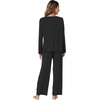image:imageWiWi Bamboo Viscose Pajamas for Women Set 2 Piece Lace Trim Long Sleeve Womens Pajama Sets Plus Size Pjs with Pockets S4XBblack