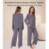 image:imageWiWi Bamboo Viscose Pajamas for Women Set 2 Piece Lace Trim Long Sleeve Womens Pajama Sets Plus Size Pjs with Pockets S4XBdark Grey
