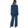 image:imageWiWi Bamboo Viscose Pajamas for Women Set 2 Piece Lace Trim Long Sleeve Womens Pajama Sets Plus Size Pjs with Pockets S4XBink Blue