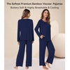 image:imageWiWi Bamboo Viscose Pajamas for Women Set 2 Piece Lace Trim Long Sleeve Womens Pajama Sets Plus Size Pjs with Pockets S4XBnavy