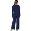 image:imageWiWi Bamboo Viscose Pajamas for Women Set 2 Piece Lace Trim Long Sleeve Womens Pajama Sets Plus Size Pjs with Pockets S4XBnavy