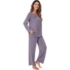 image:imageWiWi Bamboo Viscose Pajamas for Women Set 2 Piece Lace Trim Long Sleeve Womens Pajama Sets Plus Size Pjs with Pockets S4XBviolet