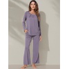 image:imageWiWi Bamboo Viscose Pajamas for Women Set 2 Piece Lace Trim Long Sleeve Womens Pajama Sets Plus Size Pjs with Pockets S4XBviolet