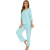 image:imageWiWi Bamboo Viscose Pajamas for Women Soft 34 Sleeve Pajama Sets Loose Knit Sleepwear Casual Pj Set SXXLAqua