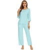 image:imageWiWi Bamboo Viscose Pajamas for Women Soft 34 Sleeve Pajama Sets Loose Knit Sleepwear Casual Pj Set SXXLAqua
