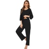 image:imageWiWi Bamboo Viscose Pajamas for Women Soft 34 Sleeve Pajama Sets Loose Knit Sleepwear Casual Pj Set SXXLBlack