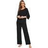 image:imageWiWi Bamboo Viscose Pajamas for Women Soft 34 Sleeve Pajama Sets Loose Knit Sleepwear Casual Pj Set SXXLBlack