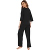 image:imageWiWi Bamboo Viscose Pajamas for Women Soft 34 Sleeve Pajama Sets Loose Knit Sleepwear Casual Pj Set SXXLBlack