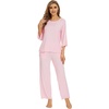image:imageWiWi Bamboo Viscose Pajamas for Women Soft 34 Sleeve Pajama Sets Loose Knit Sleepwear Casual Pj Set SXXLBlush Pink
