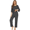 image:imageWiWi Bamboo Viscose Pajamas for Women Soft 34 Sleeve Pajama Sets Loose Knit Sleepwear Casual Pj Set SXXLCharcoal Heather