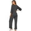 image:imageWiWi Bamboo Viscose Pajamas for Women Soft 34 Sleeve Pajama Sets Loose Knit Sleepwear Casual Pj Set SXXLCharcoal Heather