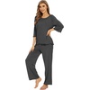image:imageWiWi Bamboo Viscose Pajamas for Women Soft 34 Sleeve Pajama Sets Loose Knit Sleepwear Casual Pj Set SXXLCharcoal Heather