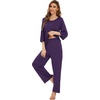 image:imageWiWi Bamboo Viscose Pajamas for Women Soft 34 Sleeve Pajama Sets Loose Knit Sleepwear Casual Pj Set SXXLDark Purple