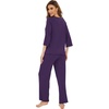image:imageWiWi Bamboo Viscose Pajamas for Women Soft 34 Sleeve Pajama Sets Loose Knit Sleepwear Casual Pj Set SXXLDark Purple