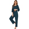 image:imageWiWi Bamboo Viscose Pajamas for Women Soft 34 Sleeve Pajama Sets Loose Knit Sleepwear Casual Pj Set SXXLDeep Teal