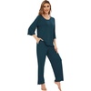 image:imageWiWi Bamboo Viscose Pajamas for Women Soft 34 Sleeve Pajama Sets Loose Knit Sleepwear Casual Pj Set SXXLDeep Teal