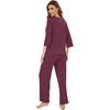 image:imageWiWi Bamboo Viscose Pajamas for Women Soft 34 Sleeve Pajama Sets Loose Knit Sleepwear Casual Pj Set SXXLMulberry
