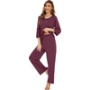 image:imageWiWi Bamboo Viscose Pajamas for Women Soft 34 Sleeve Pajama Sets Loose Knit Sleepwear Casual Pj Set SXXLMulberry