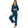 image:imageWiWi Bamboo Viscose Pajamas for Women Soft 34 Sleeve Pajama Sets Loose Knit Sleepwear Casual Pj Set SXXLPeacock Blue