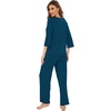 image:imageWiWi Bamboo Viscose Pajamas for Women Soft 34 Sleeve Pajama Sets Loose Knit Sleepwear Casual Pj Set SXXLPeacock Blue
