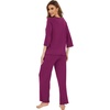image:imageWiWi Bamboo Viscose Pajamas for Women Soft 34 Sleeve Pajama Sets Loose Knit Sleepwear Casual Pj Set SXXLPurplish Red