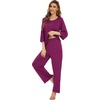 image:imageWiWi Bamboo Viscose Pajamas for Women Soft 34 Sleeve Pajama Sets Loose Knit Sleepwear Casual Pj Set SXXLPurplish Red