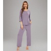 image:imageWiWi Bamboo Viscose Pajamas for Women Soft 34 Sleeve Pajama Sets Loose Knit Sleepwear Casual Pj Set SXXLViolet