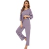 image:imageWiWi Bamboo Viscose Pajamas for Women Soft 34 Sleeve Pajama Sets Loose Knit Sleepwear Casual Pj Set SXXLViolet
