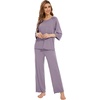 image:imageWiWi Bamboo Viscose Pajamas for Women Soft 34 Sleeve Pajama Sets Loose Knit Sleepwear Casual Pj Set SXXLViolet
