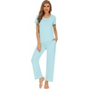image:imageWiWi Bamboo Viscose Pajamas for Women Super Soft Cooling Loungewear Short Sleeve Tops and Long Pants Sleepwear SXXLAaqua