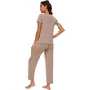 image:imageWiWi Bamboo Viscose Pajamas for Women Super Soft Cooling Loungewear Short Sleeve Tops and Long Pants Sleepwear SXXLAcamel