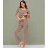 image:imageWiWi Bamboo Viscose Pajamas for Women Super Soft Cooling Loungewear Short Sleeve Tops and Long Pants Sleepwear SXXLAcamel