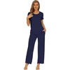 image:imageWiWi Bamboo Viscose Pajamas for Women Super Soft Cooling Loungewear Short Sleeve Tops and Long Pants Sleepwear SXXLAnavy