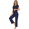 image:imageWiWi Bamboo Viscose Pajamas for Women Super Soft Cooling Loungewear Short Sleeve Tops and Long Pants Sleepwear SXXLAnavy
