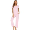 image:imageWiWi Bamboo Viscose Pajamas for Women Super Soft Cooling Loungewear Short Sleeve Tops and Long Pants Sleepwear SXXLApink