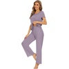 image:imageWiWi Bamboo Viscose Pajamas for Women Super Soft Cooling Loungewear Short Sleeve Tops and Long Pants Sleepwear SXXLAviolet