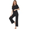 image:imageWiWi Bamboo Viscose Pajamas for Women Super Soft Cooling Loungewear Short Sleeve Tops and Long Pants Sleepwear SXXLBblack