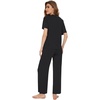 image:imageWiWi Bamboo Viscose Pajamas for Women Super Soft Cooling Loungewear Short Sleeve Tops and Long Pants Sleepwear SXXLBblack