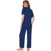 image:imageWiWi Bamboo Viscose Pajamas for Women Super Soft Cooling Loungewear Short Sleeve Tops and Long Pants Sleepwear SXXLBblue Depth