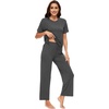 image:imageWiWi Bamboo Viscose Pajamas for Women Super Soft Cooling Loungewear Short Sleeve Tops and Long Pants Sleepwear SXXLBcharcoal Heather