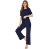 image:imageWiWi Bamboo Viscose Pajamas for Women Super Soft Cooling Loungewear Short Sleeve Tops and Long Pants Sleepwear SXXLBnavy